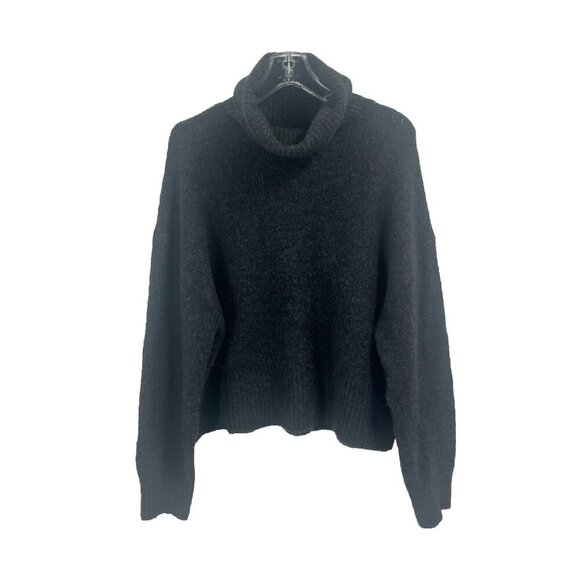 H&M Oversized Characoal Gray Turtleneck Sweater Wool Alpaca Sz M Dark Academia - Picture 1 of 6